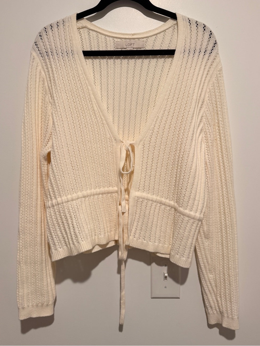 LOFT cream tie-front cardigan XL